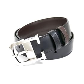 Buy Cartier - Elongated C Buckle Palladium Finish, Black brown Reversible Smooth Leather Belt by Cartier