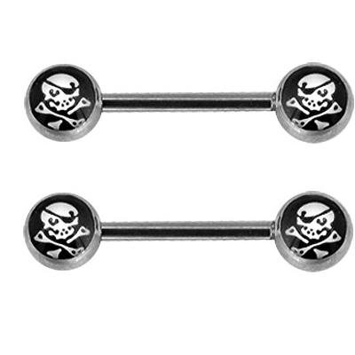 Body Accentz™ Nipple Ring Bars Skull Body Jewelry 