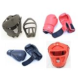 2 Pairs Pro Boxing Gloves and Pro Head Cage Guard Gears by 