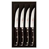 Wusthof Classic Ikon 4-Piece Steak Set with Wooden Box, Black