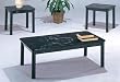 NEW MARBLE STYLE BLACK 3PC COFFEE / 2 END TABLE SET