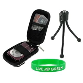 Hard EVA (Black) Case and Tripod for JVC PICSIO GC-FM1BUS HD Camcorder Brilliant Blue