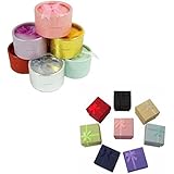 Elife 12 PCS Random Color Round and Square Shape Cutely Small Gift Box for Ring Earrings Jewelry (12 pcs Assorted Color and Shape)