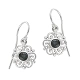 Sterling Silver September Birthstone Round Celtic with Sapphire Center Drop Earrings