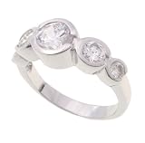 SilverBin Sterling Silver Engagement Style Side Stone Set Bezel Set CZ Ring
