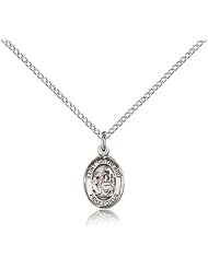 .925 Sterling Silver Saint St. Catherine of Siena Medal Pendant 1/2 x 1/4 Inches Fire Prevention-9014- Comes with a .925 Sterling Silver Lite Curb Chain Neckace And a Black velvet Box
