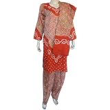 India Salwar Kameez Cotton Printed Embroidered Dress Size (L/40)