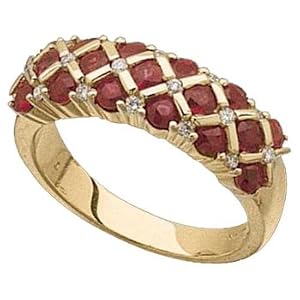 14Kt Yellow Gold Ruby and Diamond Fashion Ring