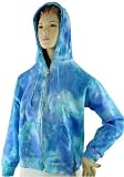 Apparel : Blue Rainbow Tie Dye Zip Front Hoodie, drawcord hood and 2 pockets. 4 sizes