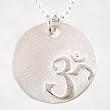 Round OM (aum) Pendant in Sterling Silver on 16" bead chain, #8880