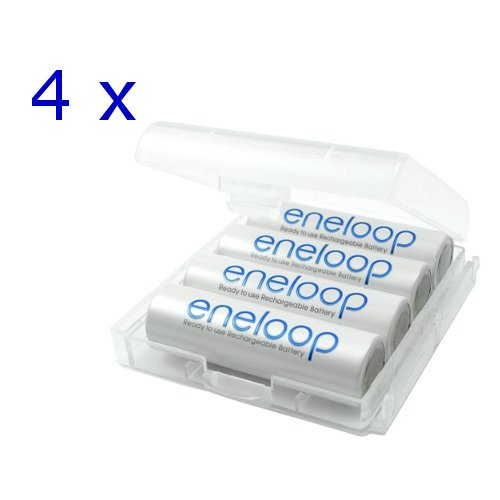 Sanyo eneloop Batterien AA Mignon 16er Pack - Neue Version HR-3UTGA mit bis zu 1500 Ladezyklen + 4 Weiss - More Power + Transportschutzboxen