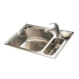 American Standard 7504.103.075 Culinaire 33-Inch Top Mount Single Hole Dual Level Kitchen Sink, Stainless Steel