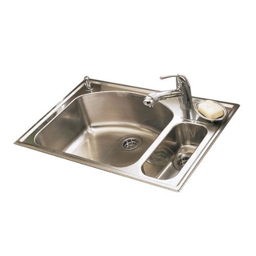 American Standard 7504.103.075 Culinaire 33-Inch Top Mount Single Hole Dual Level Kitchen Sink, Stainless Steel