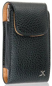 Black Vertical Napa Leather Case Pouch For Iphone 4S