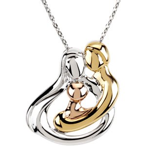 Genuine IceCarats Designer Jewelry Gift Sterling Silver 18Kt & 14Kr Plated Fmly Embr N. 1 Child 18Kt And 14Kr Plated Family Embrace Necklace 18Kt & 14Kr Plated Fmly Embr N In Sterling Silver