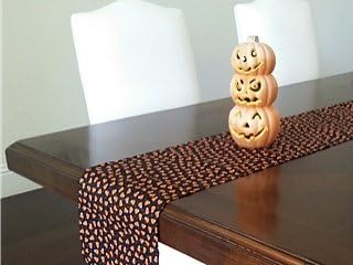 Black & Orange Fall CandyCorn Halloween Kitchen Table Runner Decoration 12" x 90" Scary Witch Centerpiece
