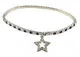 Anklet - A36 - Swarovski (tm) Crystal - Stretch ~ Black and Clear with Star Charm