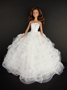 Fancy White Gown with Layers of Lace Made for the Barbie Doll
