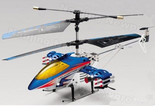 9020 4 Channel Stable Co-axial 4 CH R/C Helicopter RTF w/ Built in Gyro + LED Lights + Missiles - BLUE Color