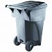Kitchen & Housewares : (Price/EA)Brute Rollout Waste Container, Square, Polyethylene, 95gal, Gray