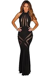 Sexy Halter General Print Mermaid Spandex Summer Backless Fitted Mesh Evening Dress/Maxi Dress 