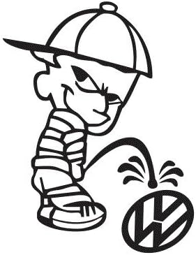 Pee on Volkswagon Die-cut Vinyl Decal - Sticker 6" White