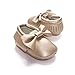 LIVEBOX Infant Baby Girls' Bow Mocassins Soft Sole Anti-Slip Tassels Prewalker Toddler Shoes, Small, 0-6 Months, Golden