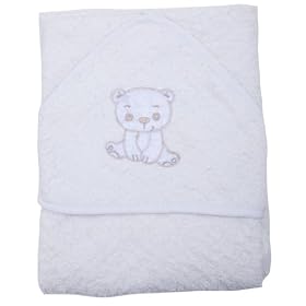 Baby/Babies Teddy Bath Time Hooded Bathrobe 100% Cotton Towel Bath Robe (75cm x 75cm) (White)