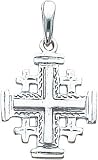14K White Gold Jerusalem Cross Pendant Charm Jewelry
