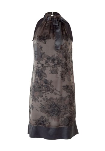 APART Damen Kleid/ Knielang Bedrucktes Satin-Kleid, 347907, Gr. 40, Grau (grau-schwarz) Preisvergleich