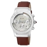 ELLETIME Women's EL20037S05N Steel Chronograph White Dial Brown Strap Watch