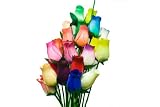 2 Dozen (24) Wooden Roses Colorful Arrangement in Sleeve