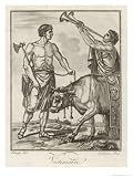 Bull Seemingly Aware of Its Imminent Fate is Led by Roman Priests to the Sacrifice World Culture Giclee Poster Print by Saint-sauveur, 18x24