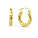 14K Yellow Gold Diamond Cut Hoop Earrings