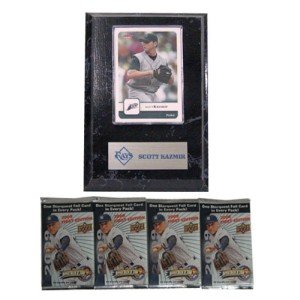 Scott Kazmir Tampa Bay Rays Card plaque with 4 packs of Trading Cards