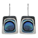 Sterling Silver Abalone Inlay Irregular Shape Drop Earrings