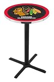 42" Chicago Blackhawks Black Bar Height Pub Table - Cross Legs
