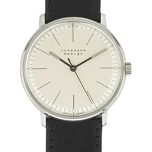 Max Bill MB-3700 Watch, White Face, Black Leather Band 36 mm