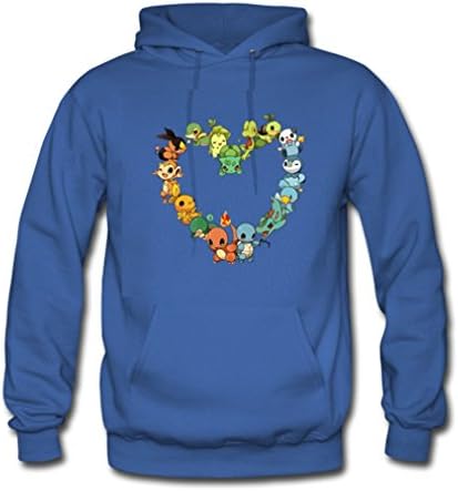Beautry Mens Pokemon Heart Cute Animal Pet Custom Classic Hoodie Medium Blue