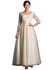  Lace-Up Tulle Elbow Length Sleeves Square Neck  Ball Gown Evening Dress/Prom Dress/Party Dress 