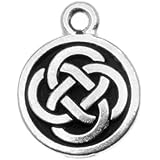 Fine Silver Plated Pewter Celtic Round Charm 15mm (1)