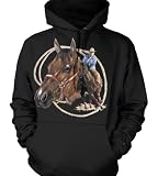 Cowboy Riding Horse Mens Sweatshirt, A Man And His Horse Design Pullover Hoodie