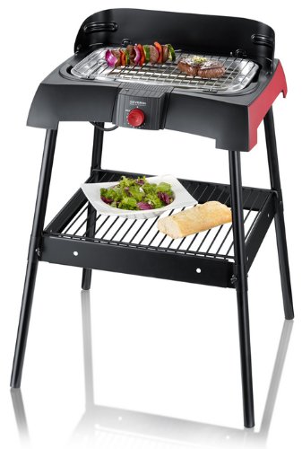 Severin 2787 Barbecue sur Pied Noir Rouge Grille Chromée 37 x 23 cm 2300 W