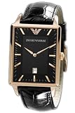 Armani Date Window Black Leather Mens Watch - AR2426