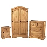 from Welcome Furniture Corona Trio Bedroom Furniture Set - Solid Pine with metal fittings