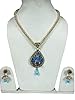 Indian Jewelry Sets- Marvelous Pearl Necklace Set with Blue Pendant, Gift Idea