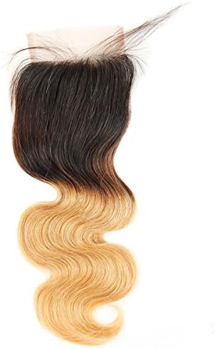 Hotbaby Hair Brazilian Body Wave Ombre Hair 1 Piece Closure Brazilian Hair Human Hair Weave Closure Hair Ombre Human Hair (10 Inch)