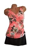 Caribbean Joe Slim Shaper Tropical Dream 2-Piece Skirtini Style Swimsuit