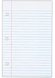 TOPS Notebook Filler Paper, College Ruled, 8.5 x 5.5 Inches, Hole Punched, Heavyweight, 100 Sheets/Pack (62304)