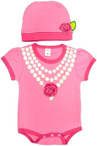 Sozo Baby-Girls Newborn Posh Bodysuit and Cap Set, Pink, 0-3 Months